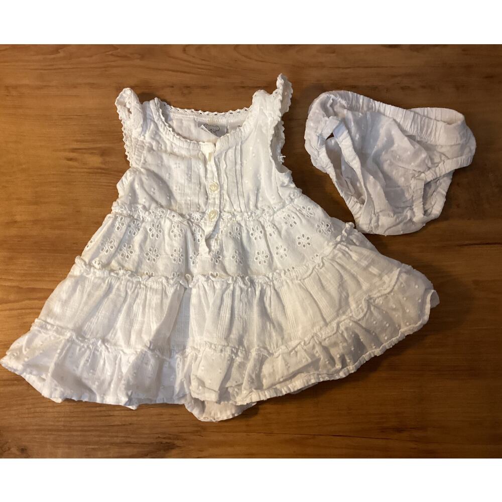 Koala Baby White Cotton Summer Dress Bloomers Sz 3 Mos Eyelet Boho Cottagecore
